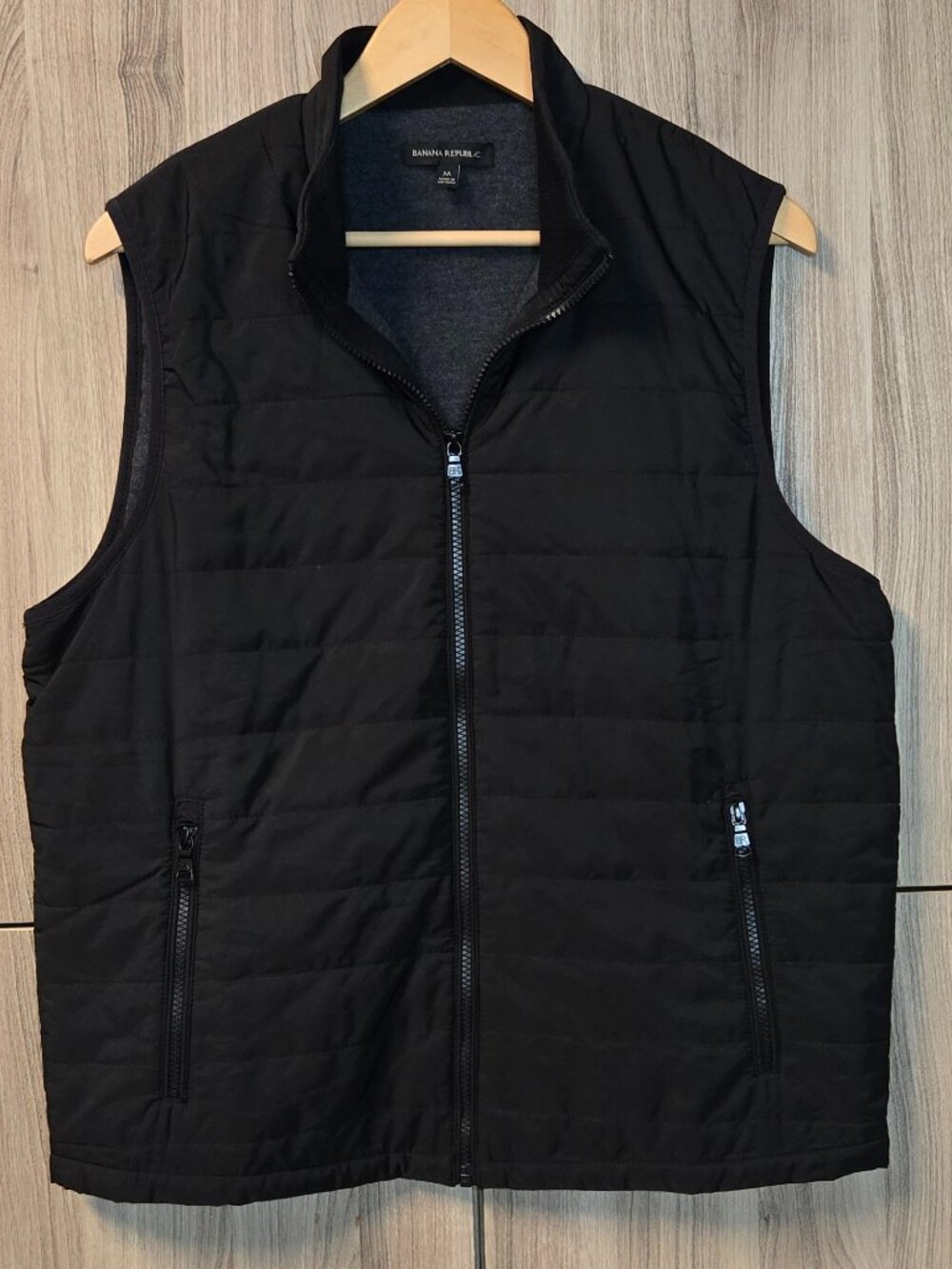Banana Republic Fleece Lined Puffer Vest Mens Full Zip Mock Neck M